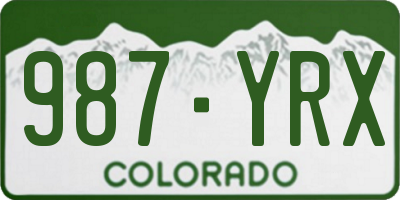 CO license plate 987YRX