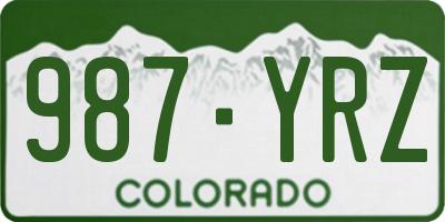 CO license plate 987YRZ