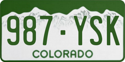CO license plate 987YSK