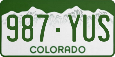 CO license plate 987YUS