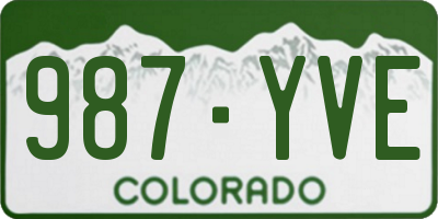 CO license plate 987YVE