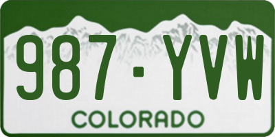 CO license plate 987YVW