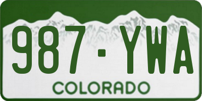 CO license plate 987YWA