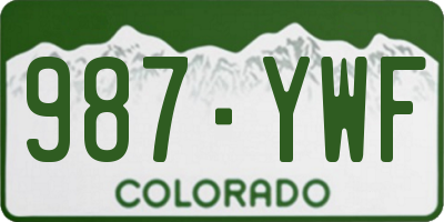 CO license plate 987YWF