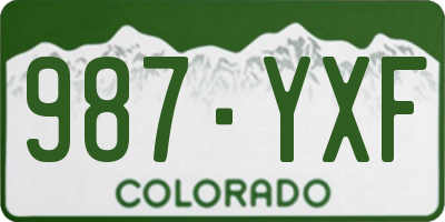 CO license plate 987YXF