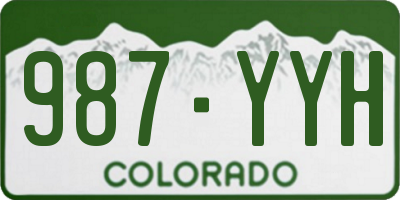 CO license plate 987YYH