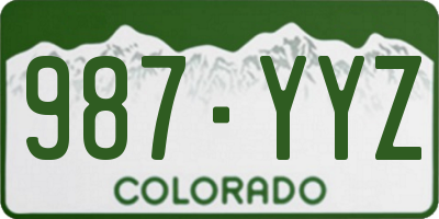 CO license plate 987YYZ