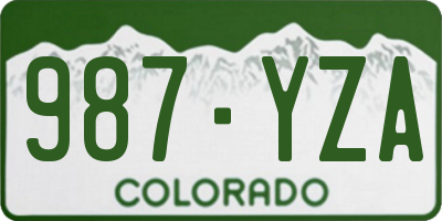 CO license plate 987YZA