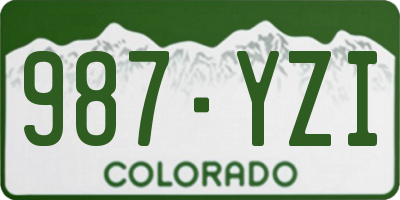 CO license plate 987YZI