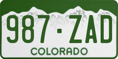 CO license plate 987ZAD
