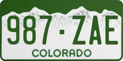 CO license plate 987ZAE