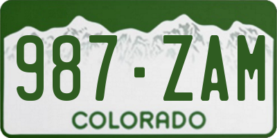 CO license plate 987ZAM