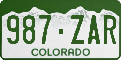 CO license plate 987ZAR