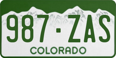 CO license plate 987ZAS
