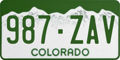 CO license plate 987ZAV