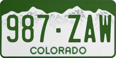 CO license plate 987ZAW