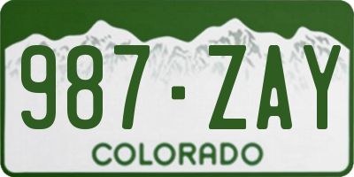CO license plate 987ZAY