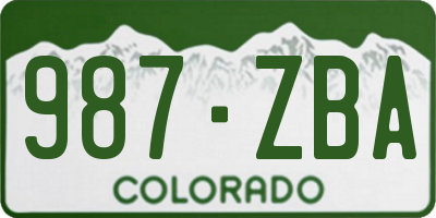 CO license plate 987ZBA