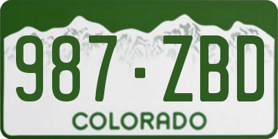 CO license plate 987ZBD