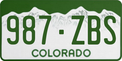 CO license plate 987ZBS