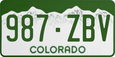 CO license plate 987ZBV