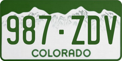 CO license plate 987ZDV