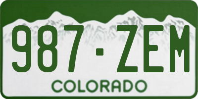 CO license plate 987ZEM