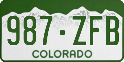 CO license plate 987ZFB