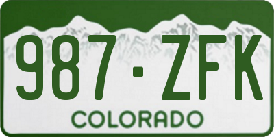 CO license plate 987ZFK