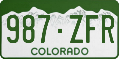 CO license plate 987ZFR