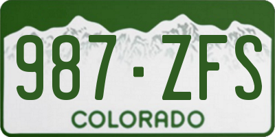CO license plate 987ZFS