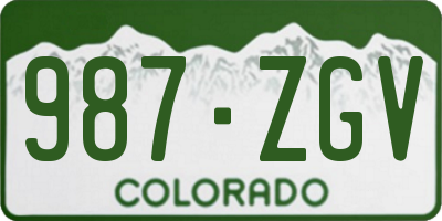 CO license plate 987ZGV