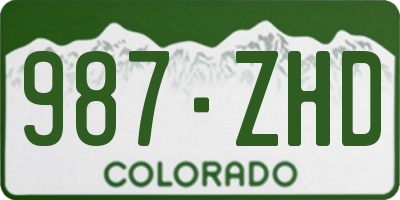 CO license plate 987ZHD