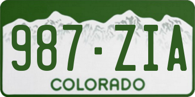CO license plate 987ZIA