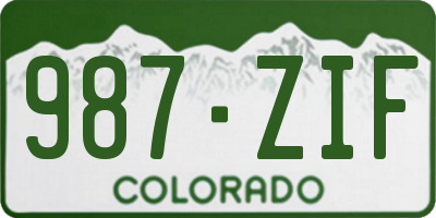 CO license plate 987ZIF