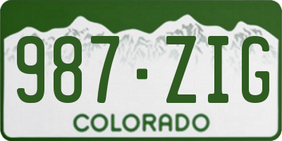 CO license plate 987ZIG