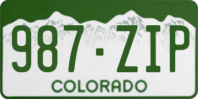 CO license plate 987ZIP
