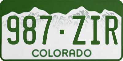 CO license plate 987ZIR