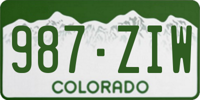 CO license plate 987ZIW