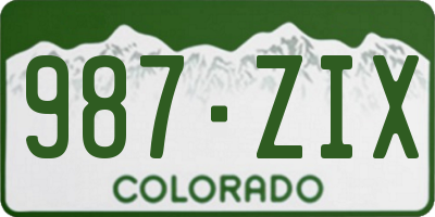 CO license plate 987ZIX