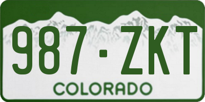 CO license plate 987ZKT