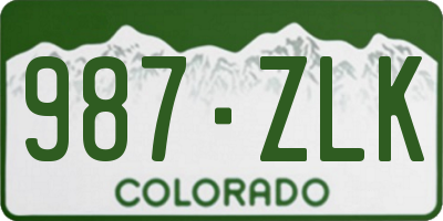 CO license plate 987ZLK