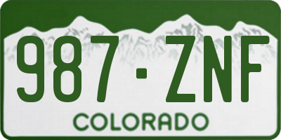 CO license plate 987ZNF