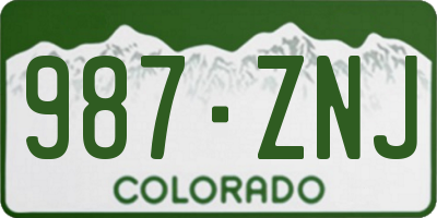 CO license plate 987ZNJ