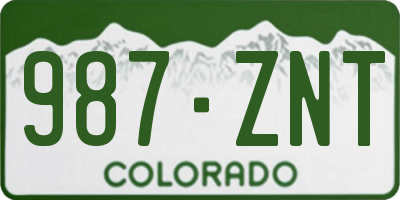CO license plate 987ZNT