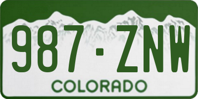 CO license plate 987ZNW