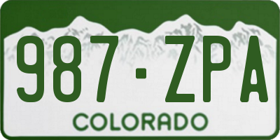 CO license plate 987ZPA
