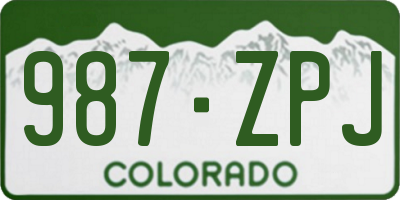 CO license plate 987ZPJ