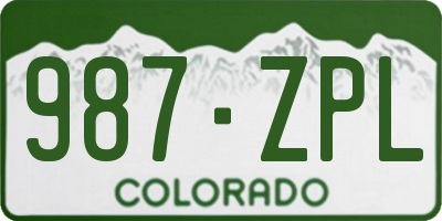 CO license plate 987ZPL
