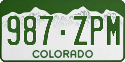 CO license plate 987ZPM